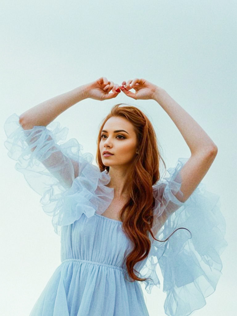 Woman in Light Blue Dress