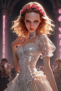 Confident Woman in Elegant Ball Gown
