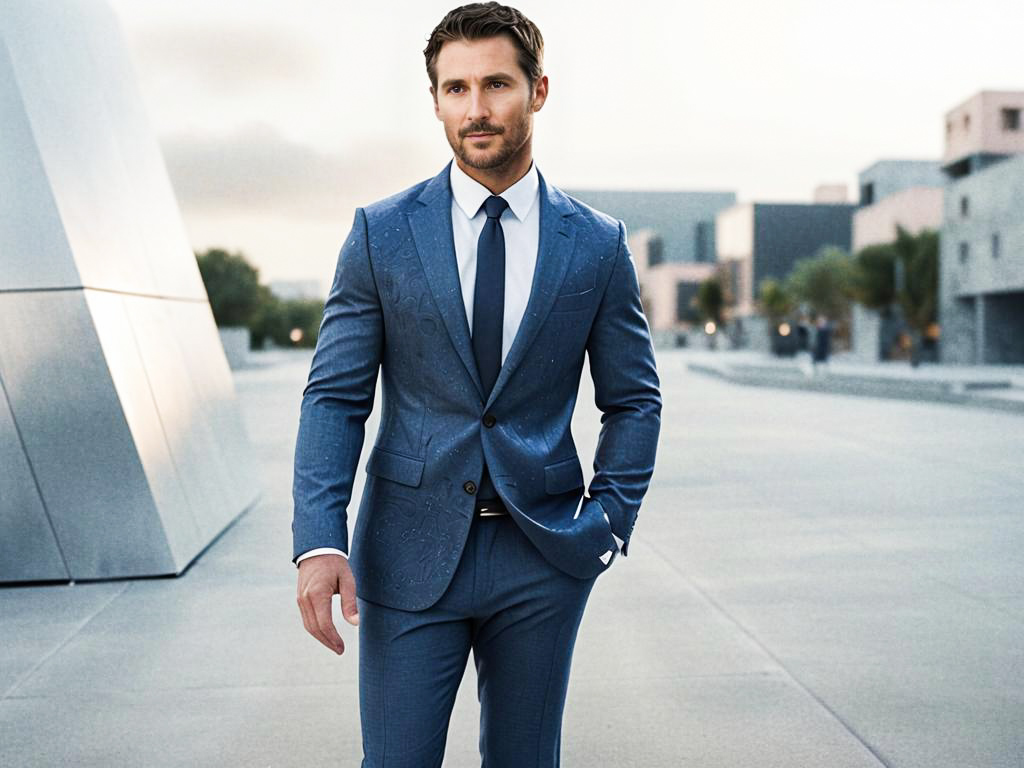 Confident Man in Stylish Blue Suit