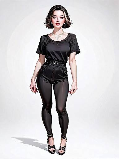 Stylish Woman Full Body Realistic Comic Art Portrait