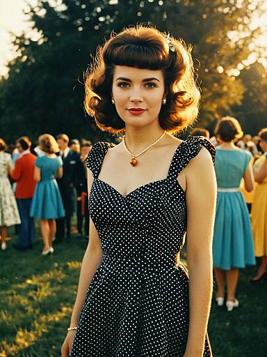 Woman in Retro 1950s Party Dress Costume Outdoor Portrait