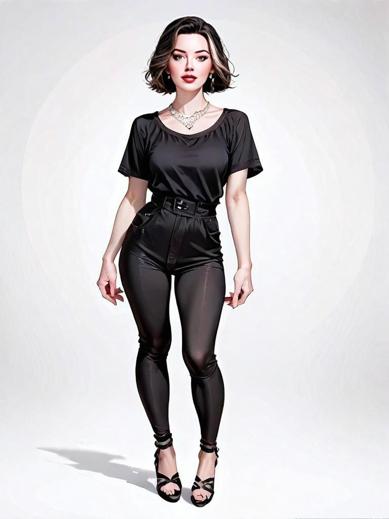 Stylish Woman Full Body Realistic Comic Art Portrait