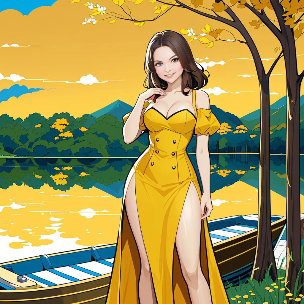 Anime Woman in Yellow Dress by Autumn Lake