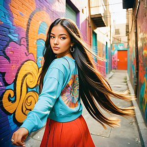 Urban Fashion Portrait in Alley