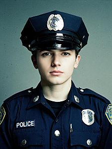 Portrait of Youth Police Officer in Full Uniform