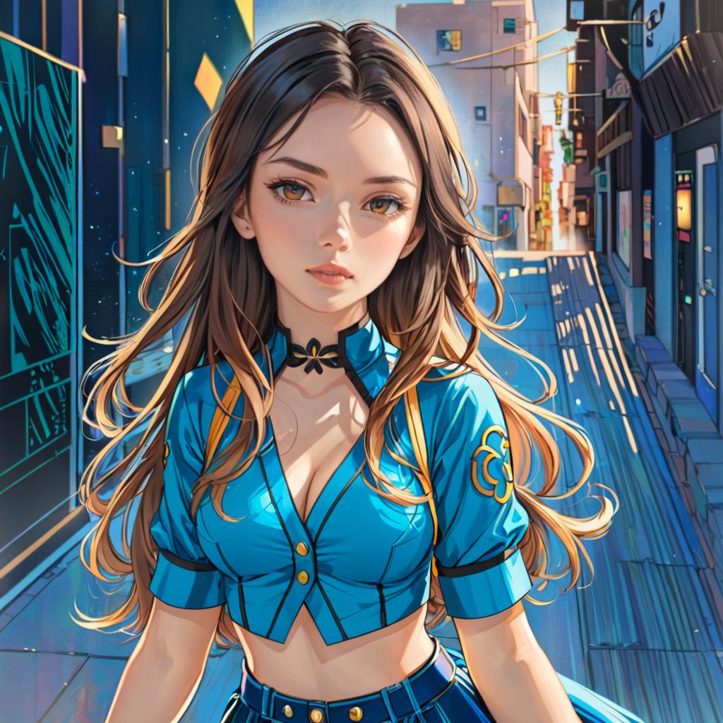 Anime-Inspired Character in Urban Setting