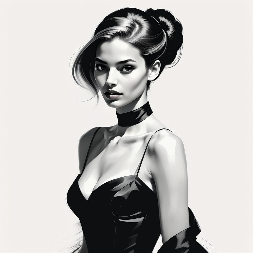 Stylish Woman in Monochrome Portrait