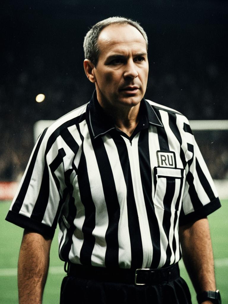 Man in Referee Costume Cinematic Realism Sports Photo