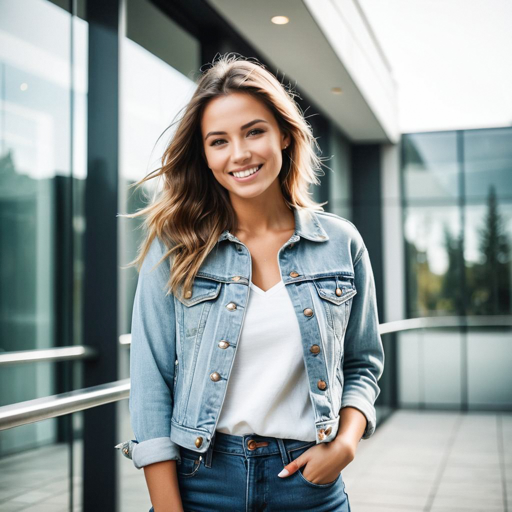 Confident Young Woman on Urban Balcony Confident Young Woman on Urban Balcony