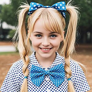 Smiling young woman with blonde pigtails