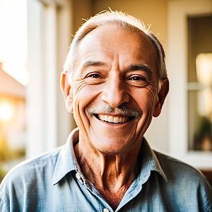 Cheerful elderly man with silver hair