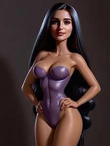 Confident Woman in Purple Bodysuit