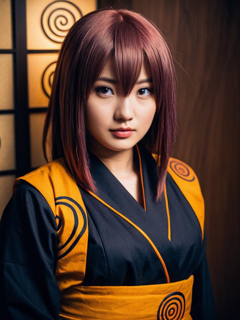 Realistic Woman Cosplay Wearing Nagato Uzumaki Costume from Naruto