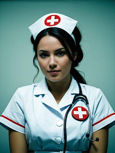 Woman in Nurse Costume Cinematic Realism Stylish Editorial Cosplay