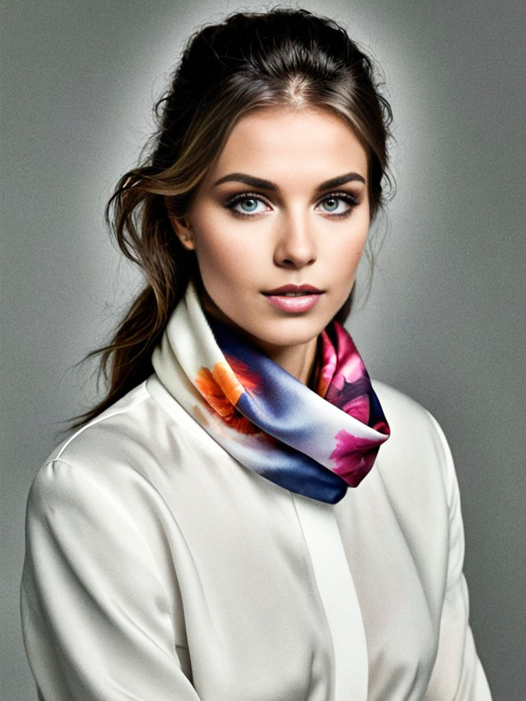 Elegant Woman with Floral Scarf