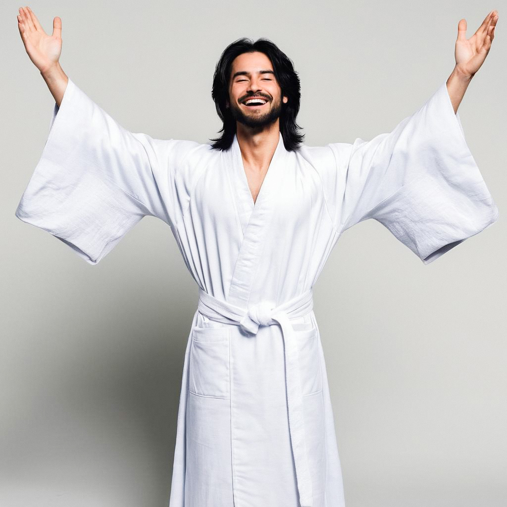 Joyful Man in White Kimono Joyful Man in White Kimono