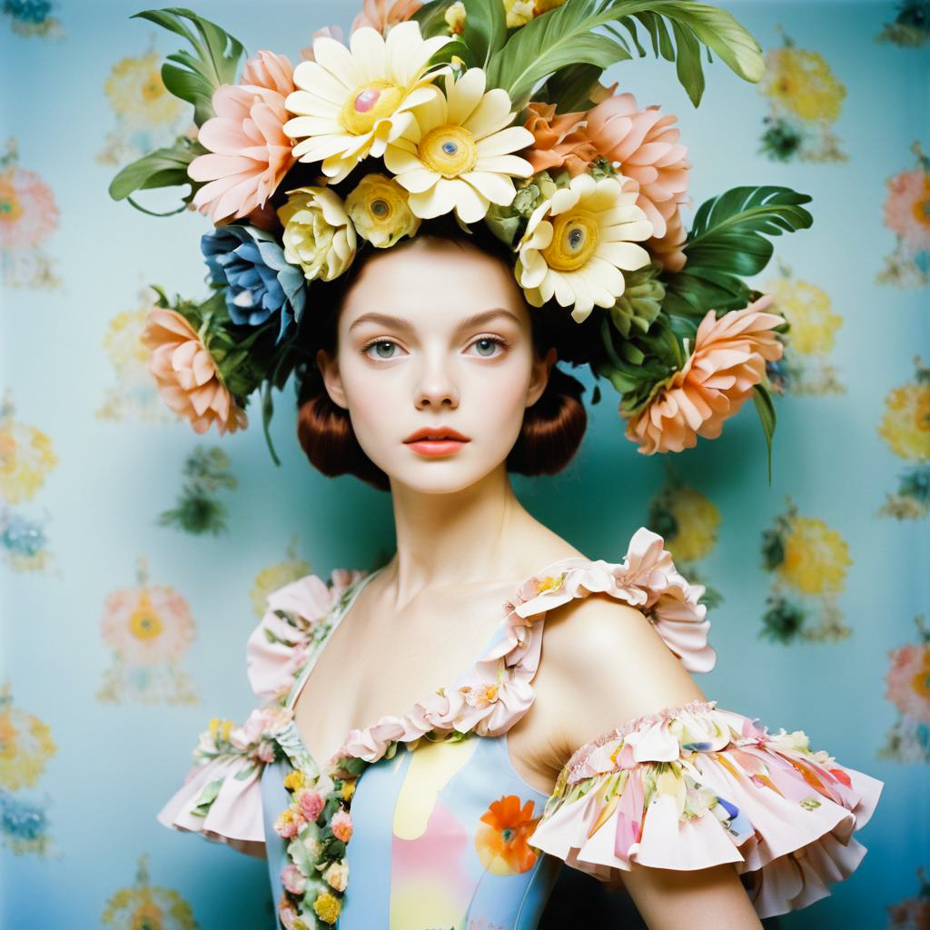 Vibrant Woman with Floral Headdress