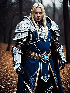 Realistic Arthas Menethil Cosplay by Man in Forest