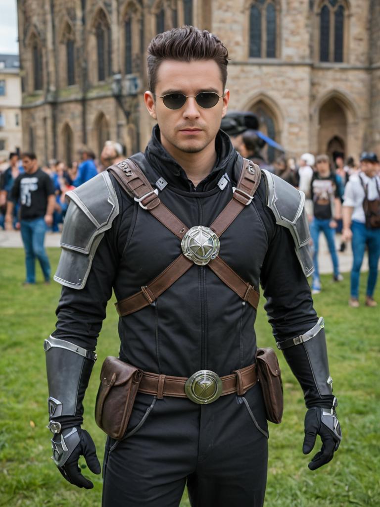 Man in Intricate Cosplay Costume