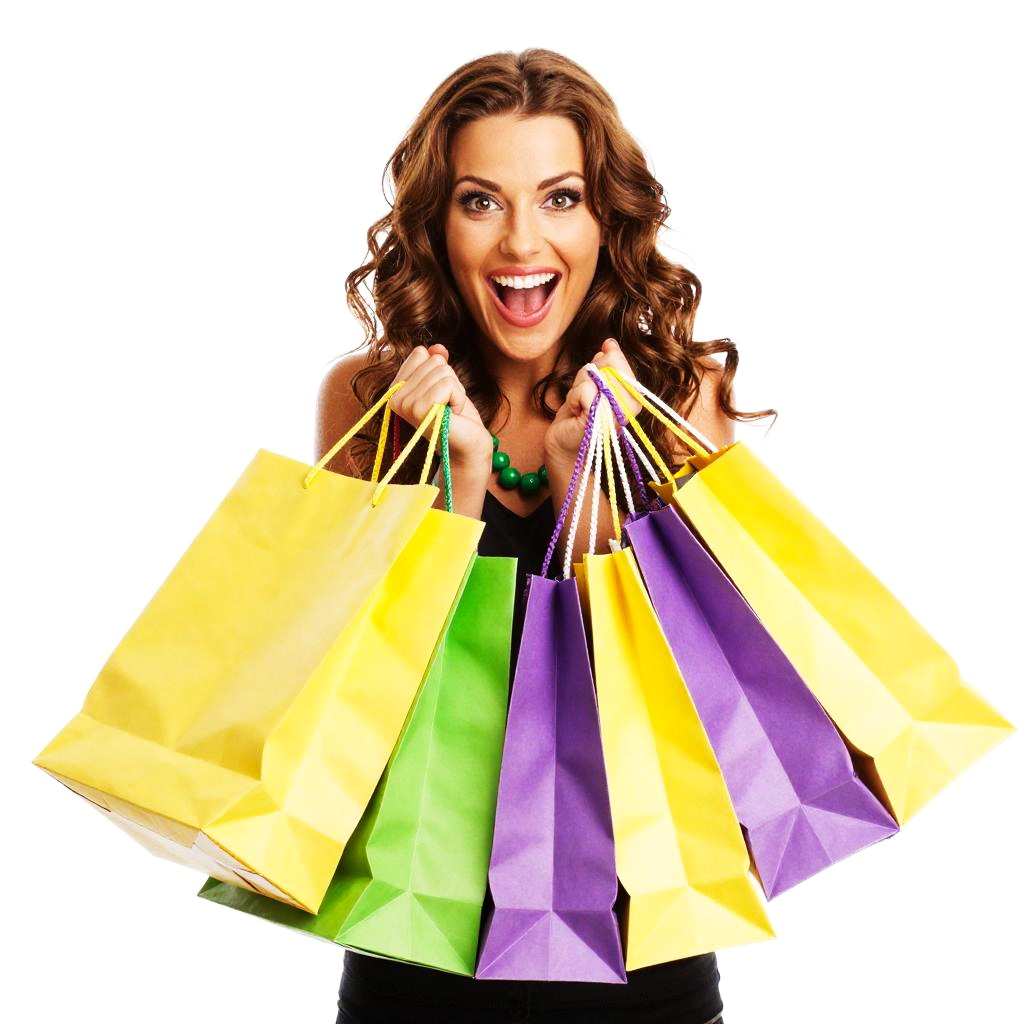 Excited Woman Holding Colorful Shopping Bags Enjoying Shopping Experience