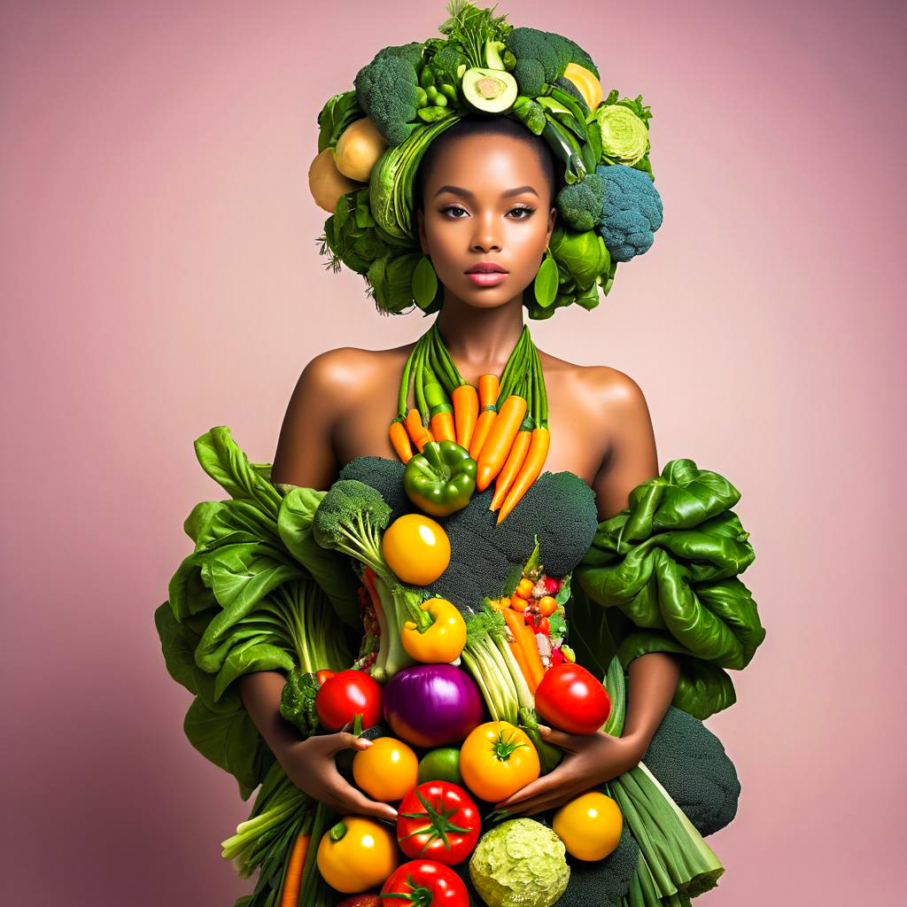 Woman in Vegetable Headdress - Nature and Sustainability