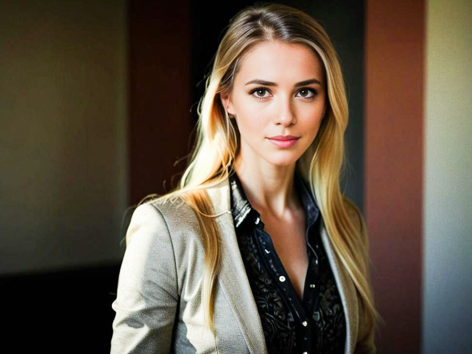 Confident Woman in Blazer and Blouse