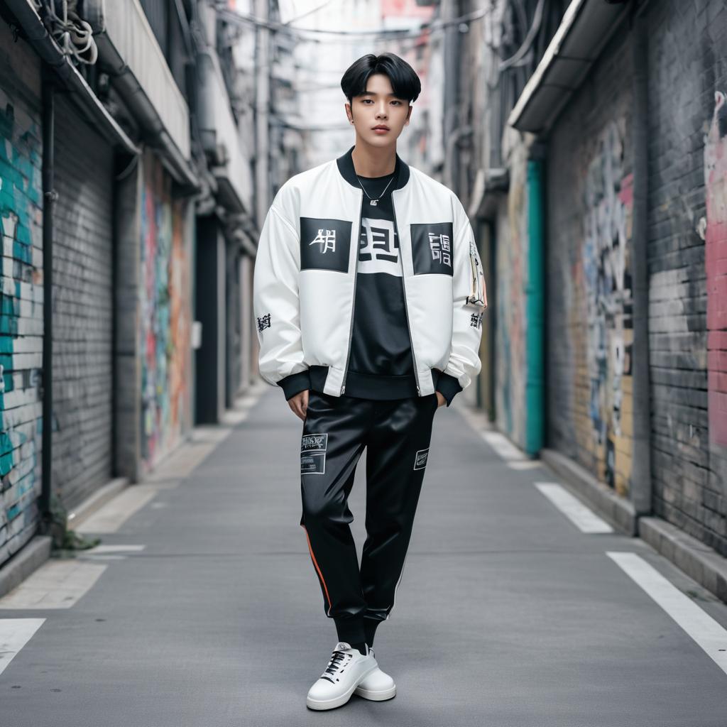 Stylish Young Man in Urban Streetwear