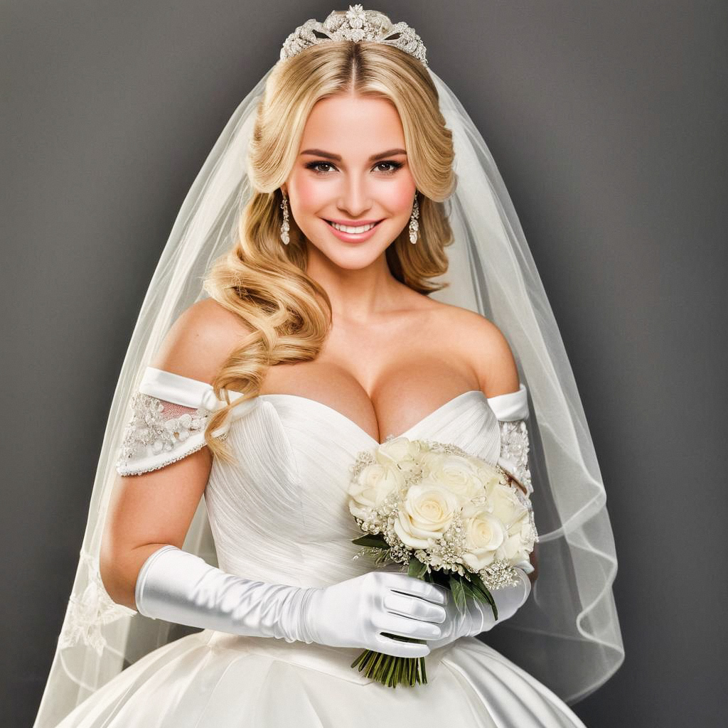 Elegant Bride with Bouquet of White Roses Elegant Bride with Bouquet of White Roses