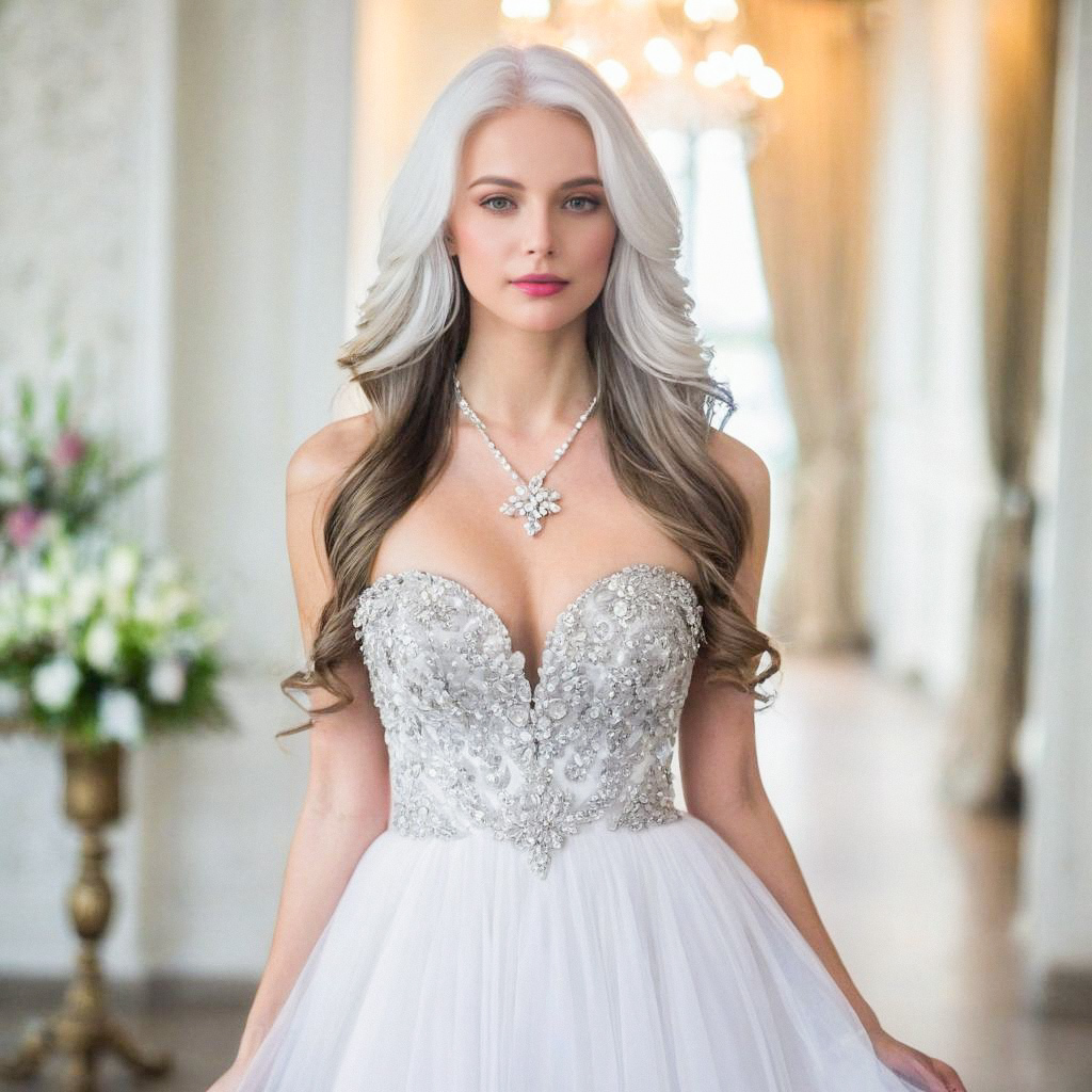 Elegant Bride in Two-Tone Hair and Strapless Gown