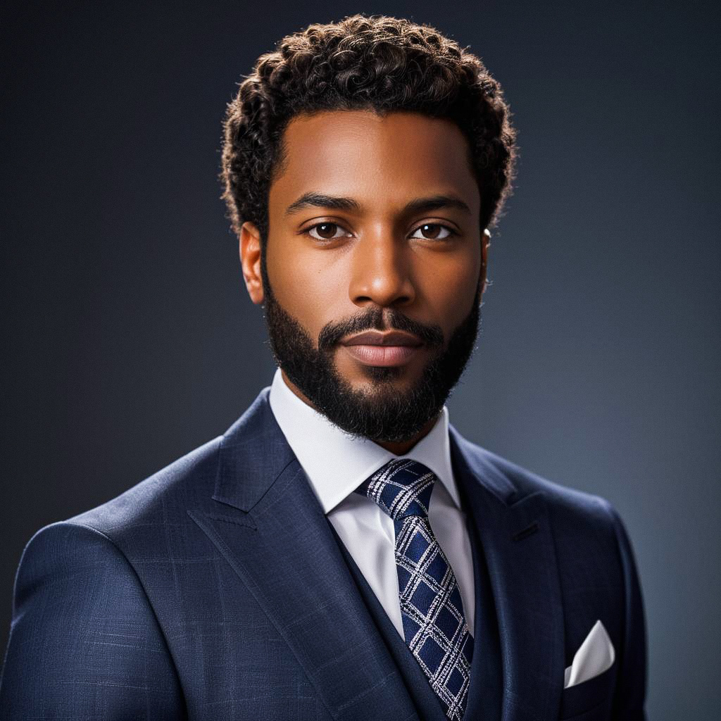 Confident Man in Navy Suit Confident Man in Navy Suit