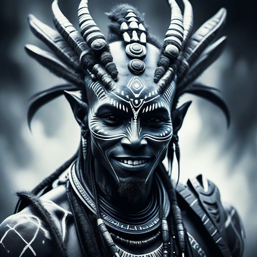 Tribal Portrait with Face Paint and Headgear Tribal Portrait with Face Paint and Headgear
