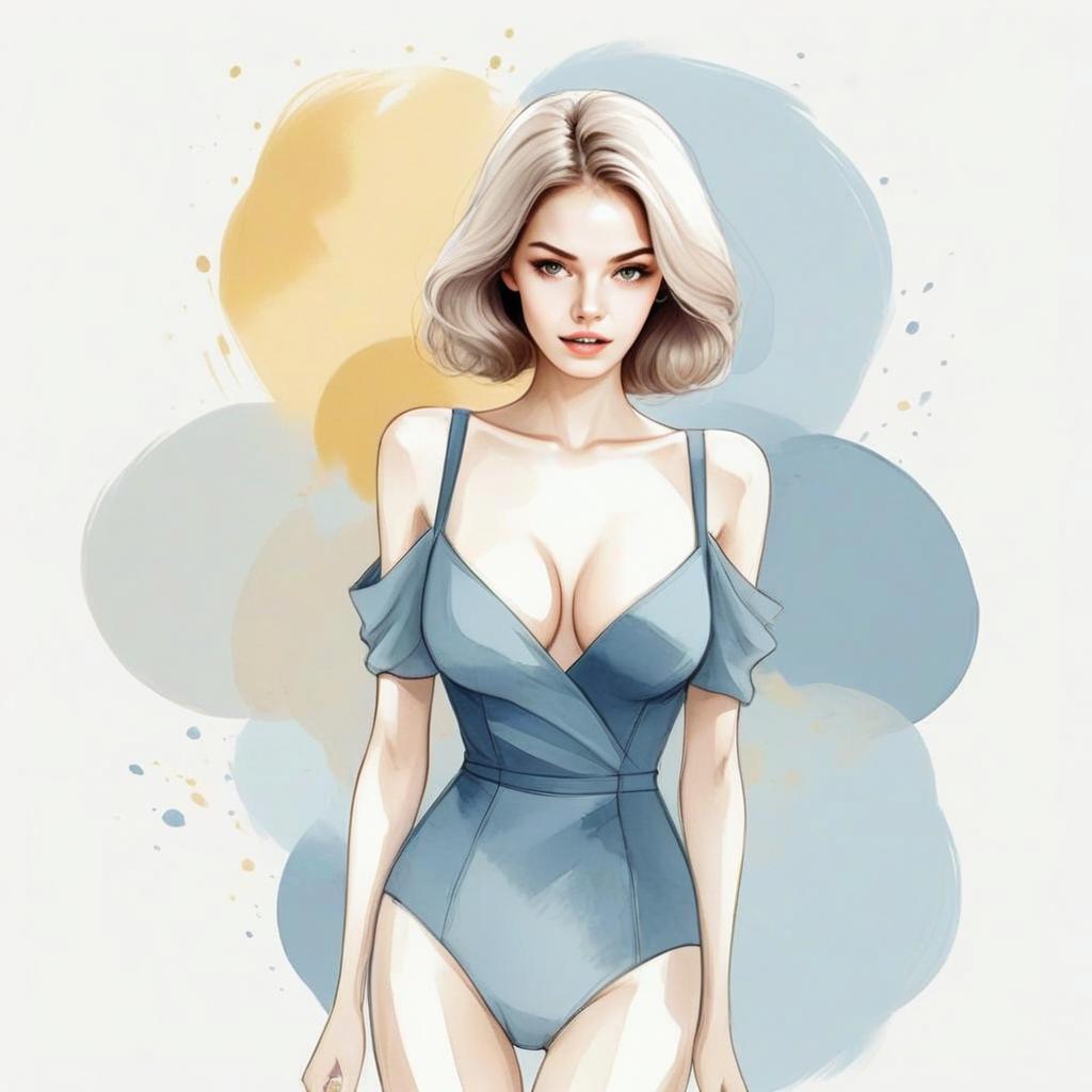 Stylish Young Woman in Blue Outfit
