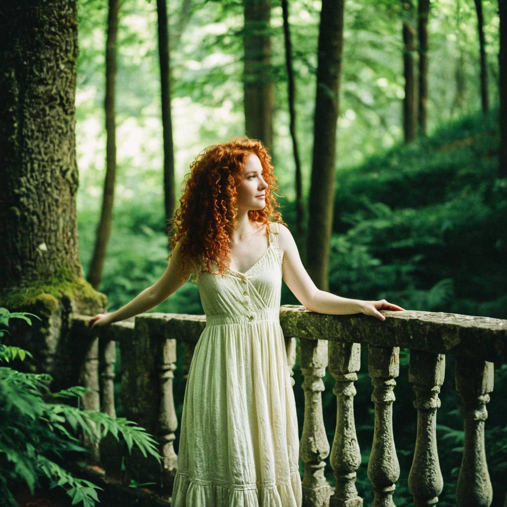 Woman with Red Hair in Lush Forest Woman with Red Hair in Lush Forest