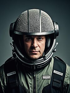 Man in Air Costume Professional Studio Headshot Sharp Detail