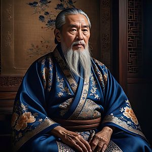Distinguished Elderly Man in Blue Robe