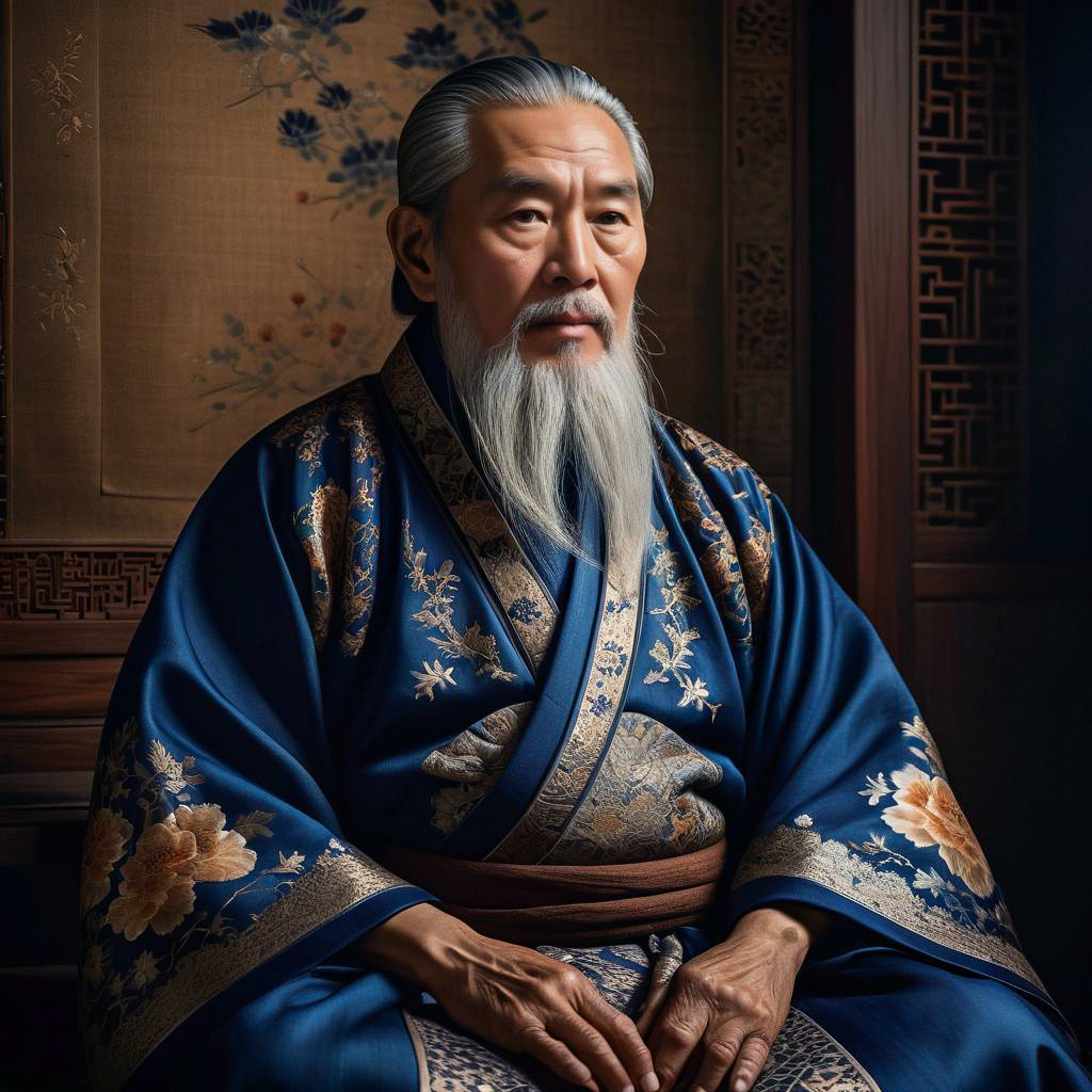 Distinguished Elderly Man in Blue Robe