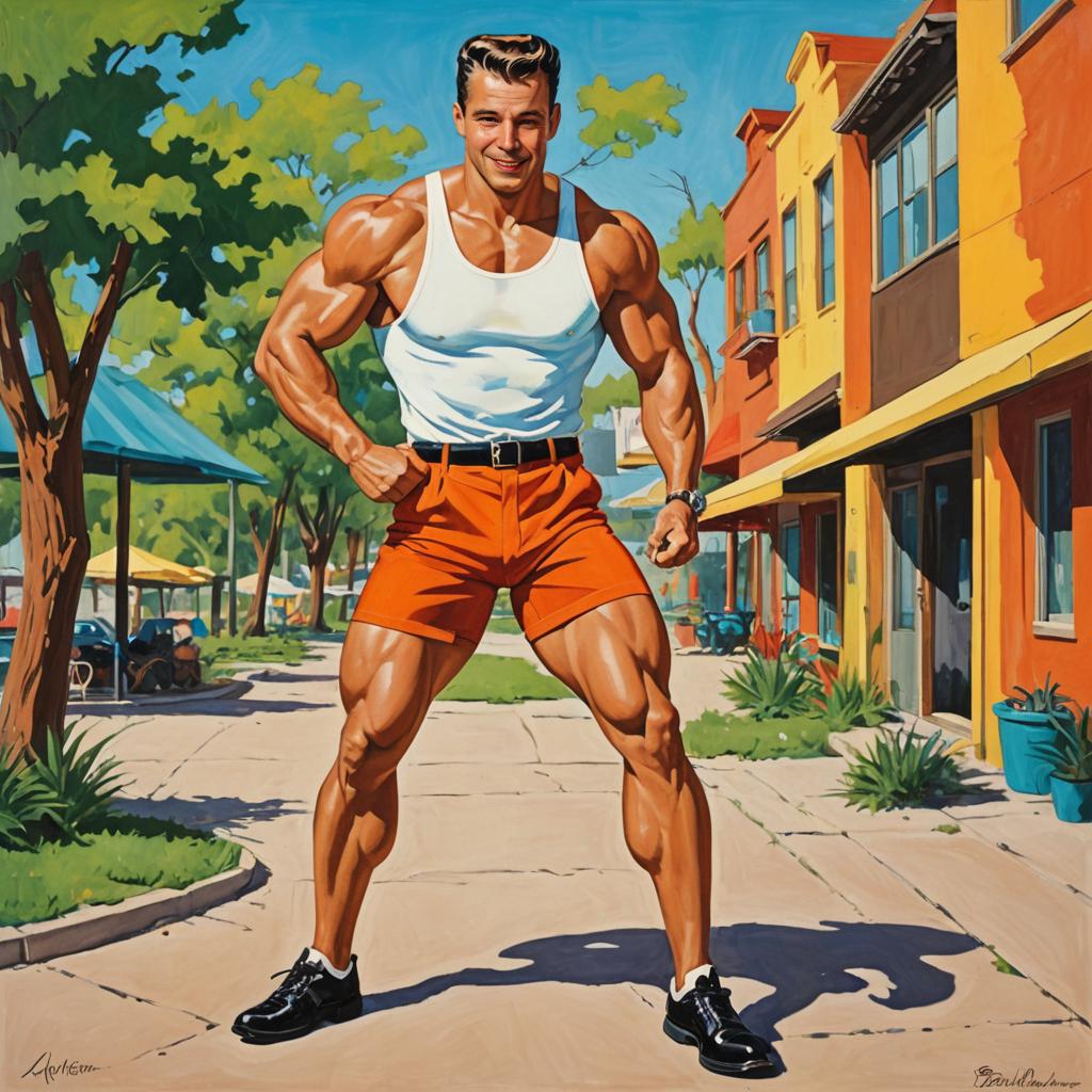 Muscular Man in Retro City